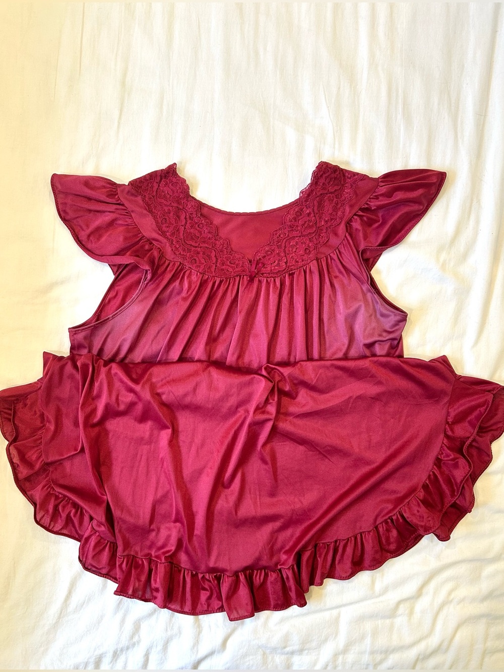 True Vintage Nancy King burgundy nightgown rare size 1X full length red burgundy